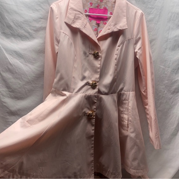 RARE Betsey Johnson Flared Skirted Trench Coat Y2K VTG Size L - Picture 9 of 14